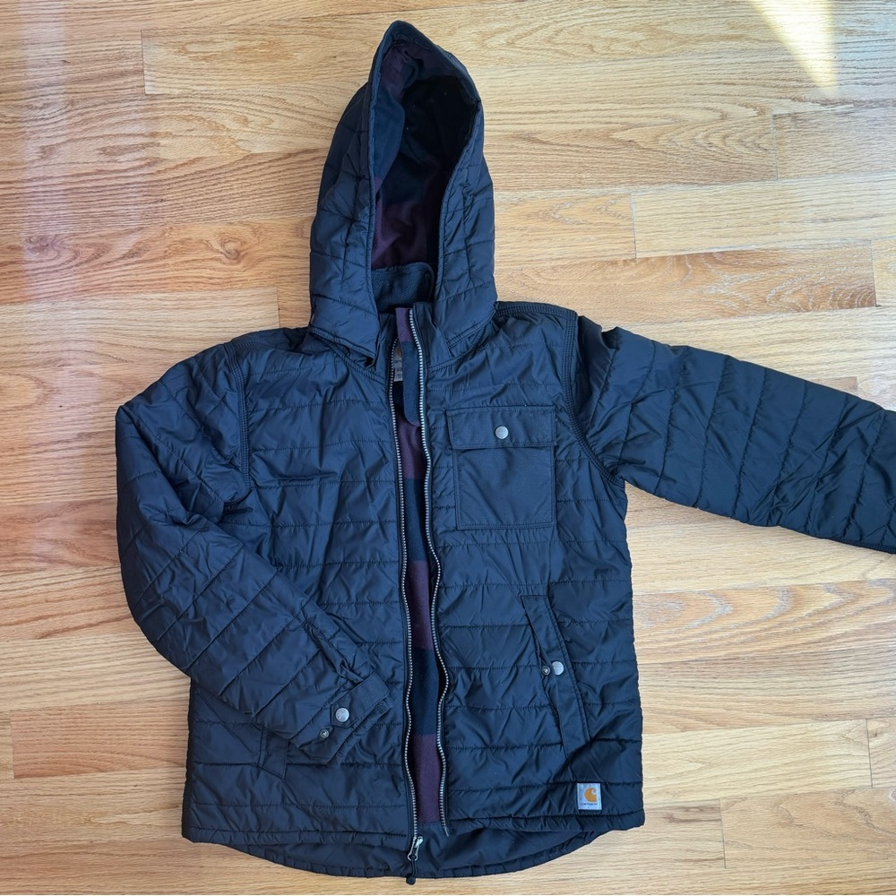 Carhartt Women’s Black Jacket Fleece Lined Removable Hood sz Medium 8/10